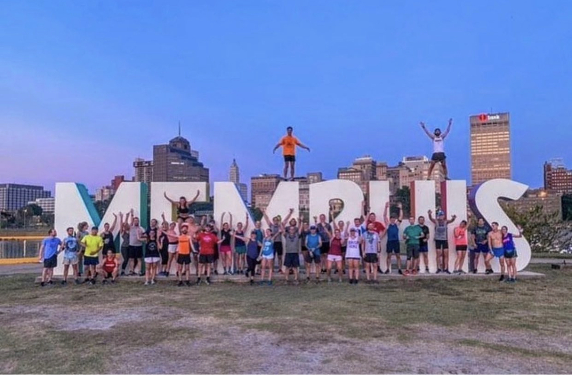 Memphis sign covered in runners